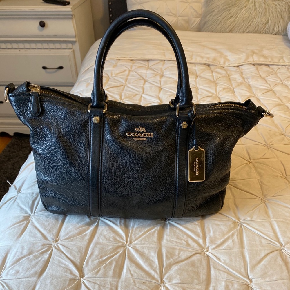 Black leather Coach purse